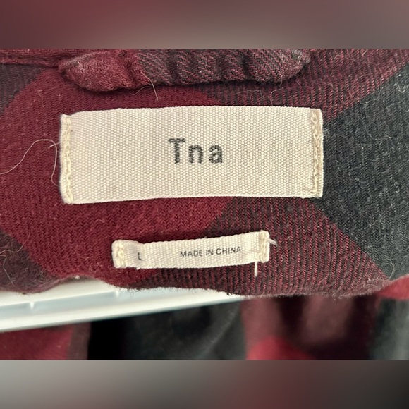 TNA Plaid Button-Up Hooded Top - Picture 3 of 3